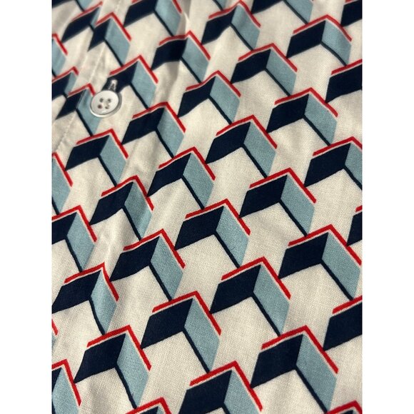 Kenneth Cole Techni-Cole Relaxed Printed Rayon Shirt Geometric Pattern Sz L NWT - Picture 2 of 4